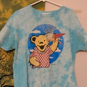 Grateful Dead Marching Bear ice cream cone blue tye dye shirt Large